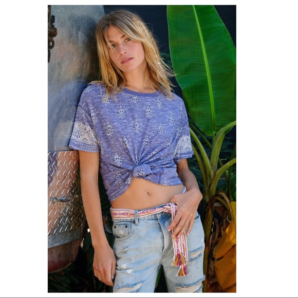 FREE PEOPLE BOHO TOP PRINT TEE T-SHIRT A2C - Picture 11 of 14